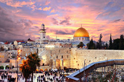 Skyline of the Old City at the Western Wall and Temple Mount in Jerusalem, Israel..jpg