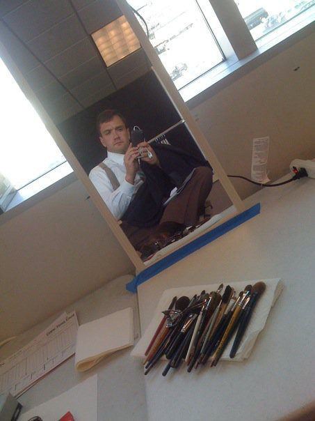 Gary Hilborn in the "Mildred Pierce" make-up chair