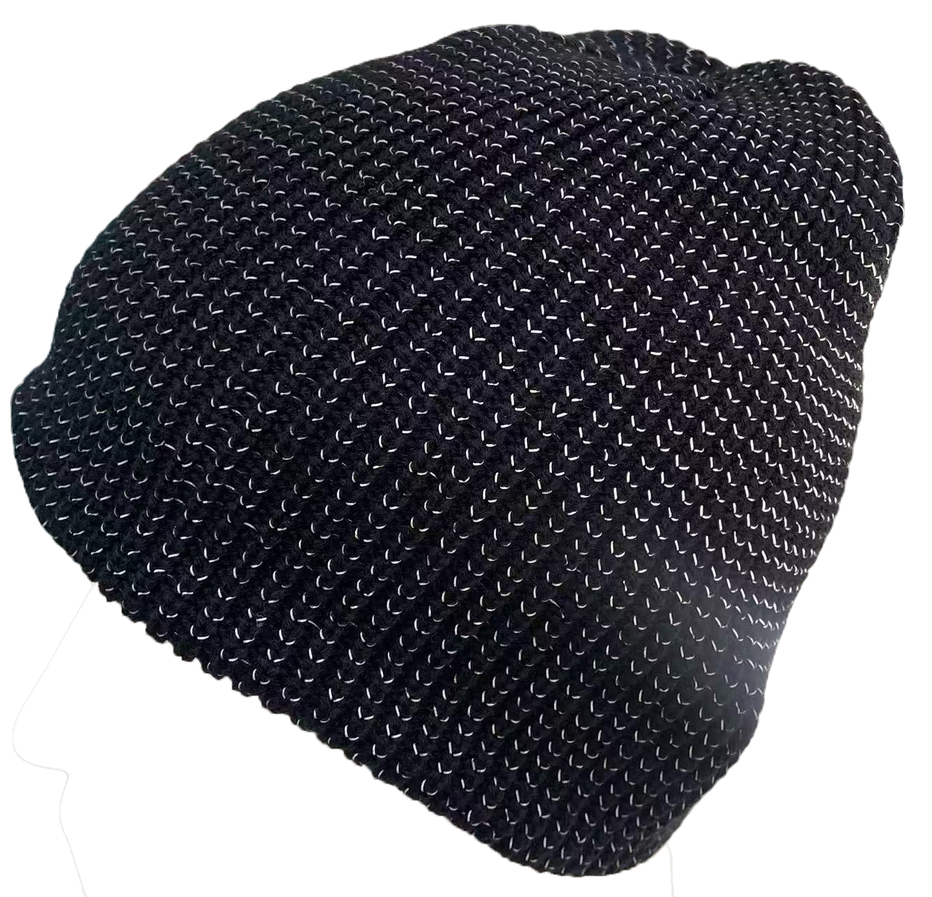 Reflective yarn rib beanie