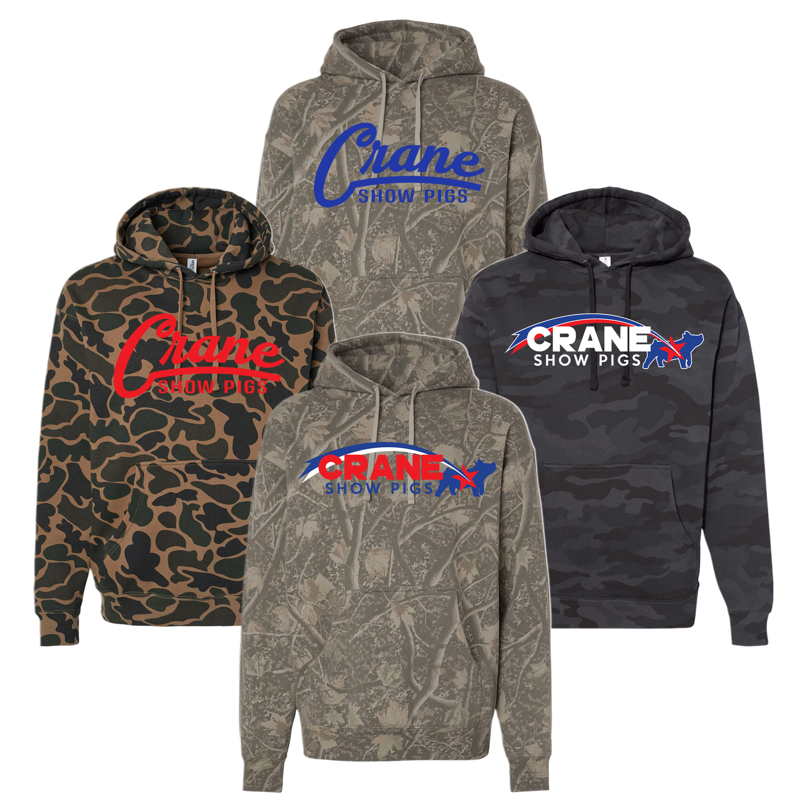 Crane Show Pigs Youth Camo Hoodie