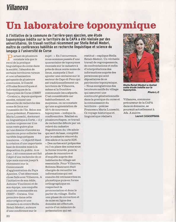Stella Medori Toponymie de Villanova