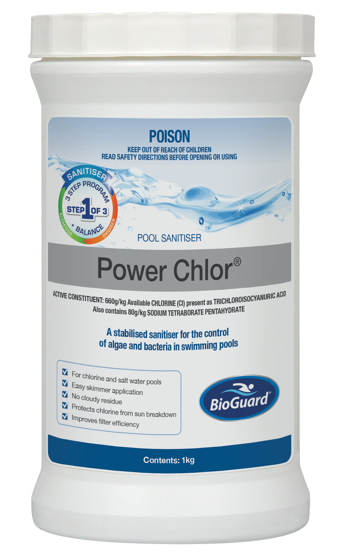BioGuard Stabilised granular sanitiser kills algae clarifies water