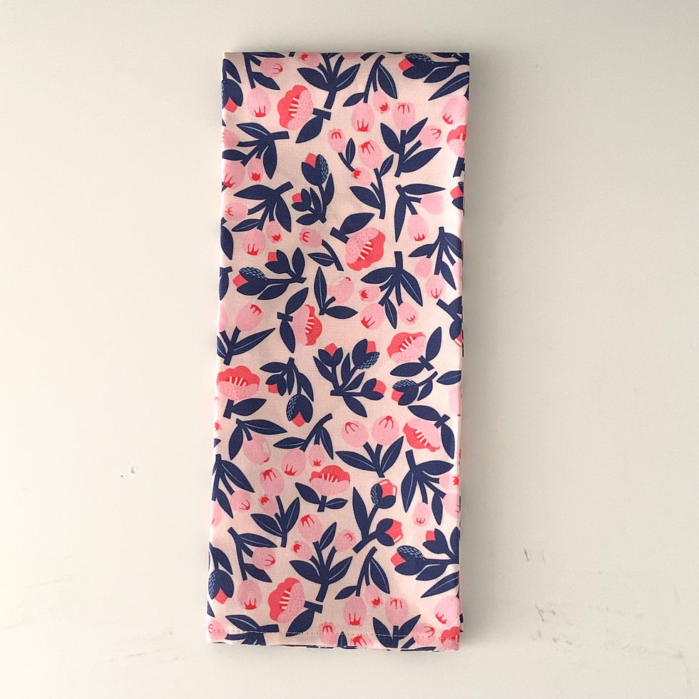 Thumbnail: LINEN COTTON TEA TOWEL - TULIP PINK & BLUE