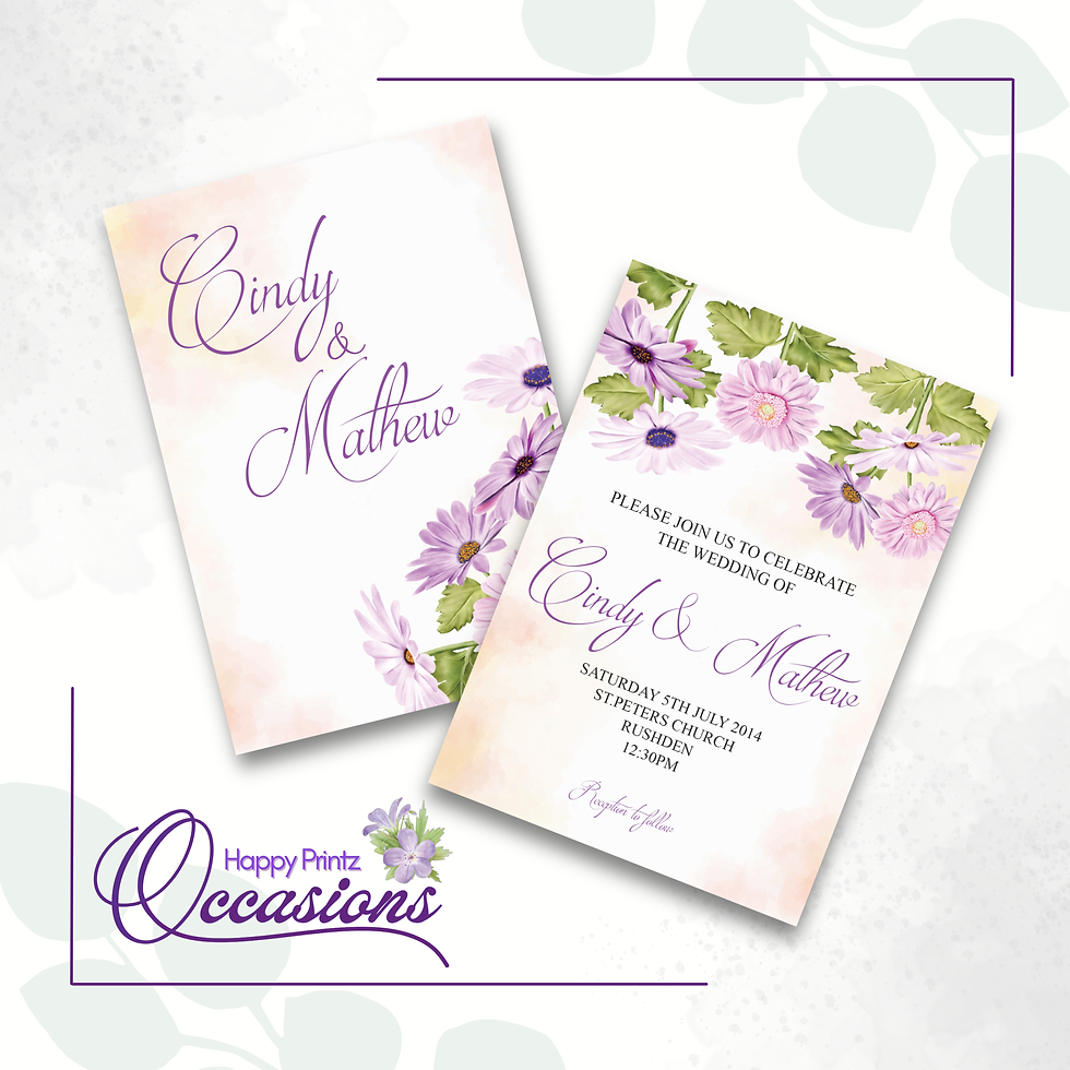 Standard Wedding Invitation - Purple and Pink Floral
