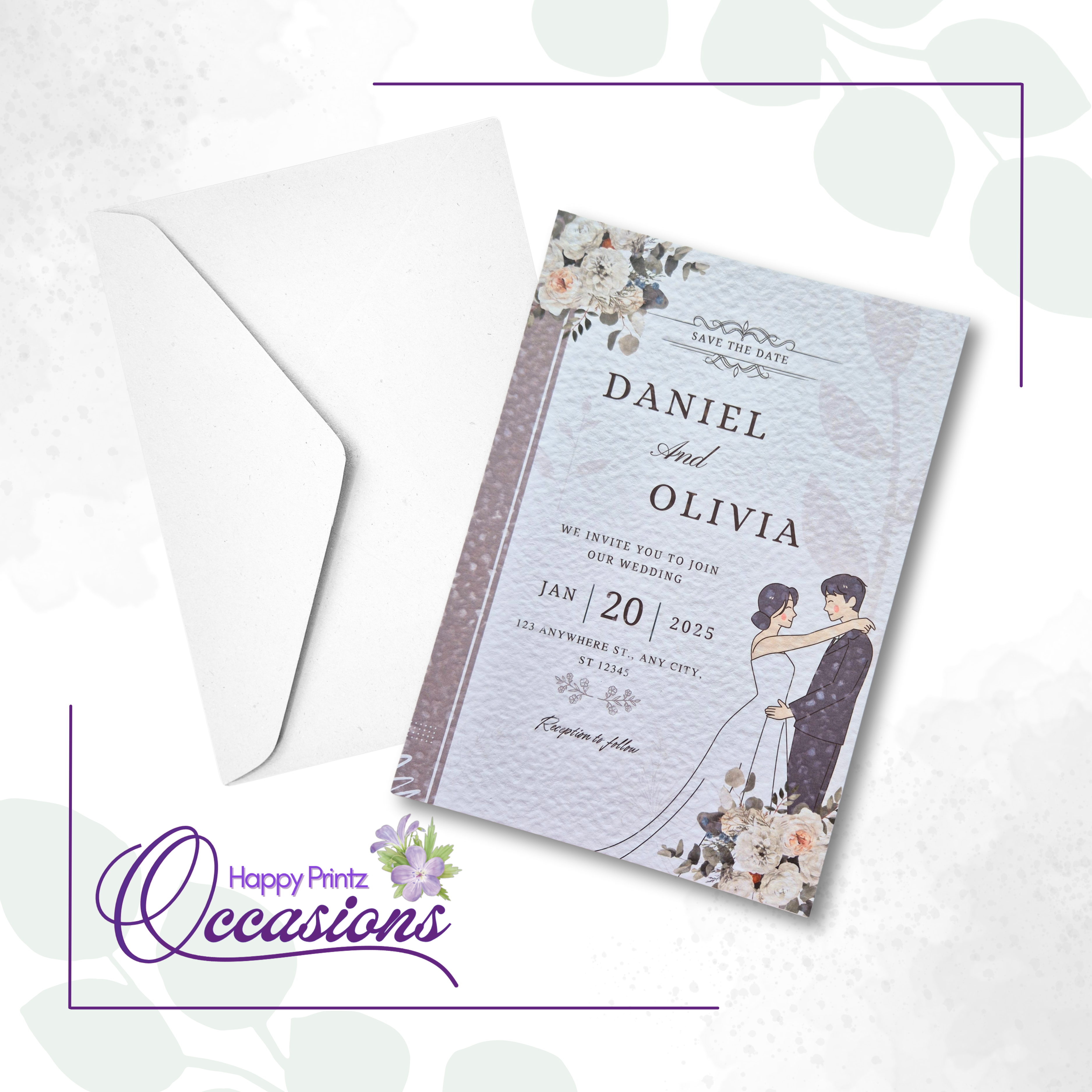 Bride and Groom - Textured Invitation