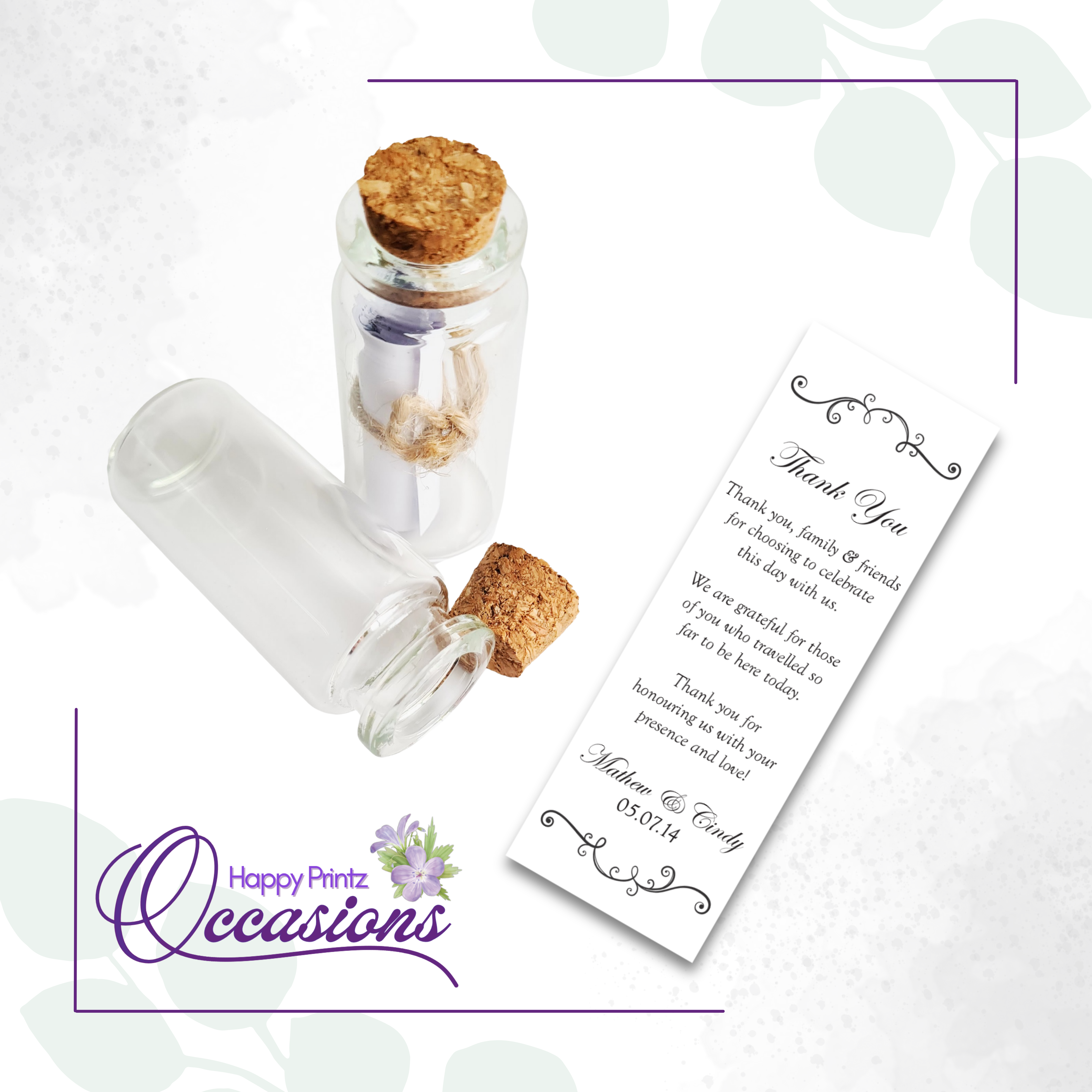 Mini Message in a Bottle - Thank you for celebrating
