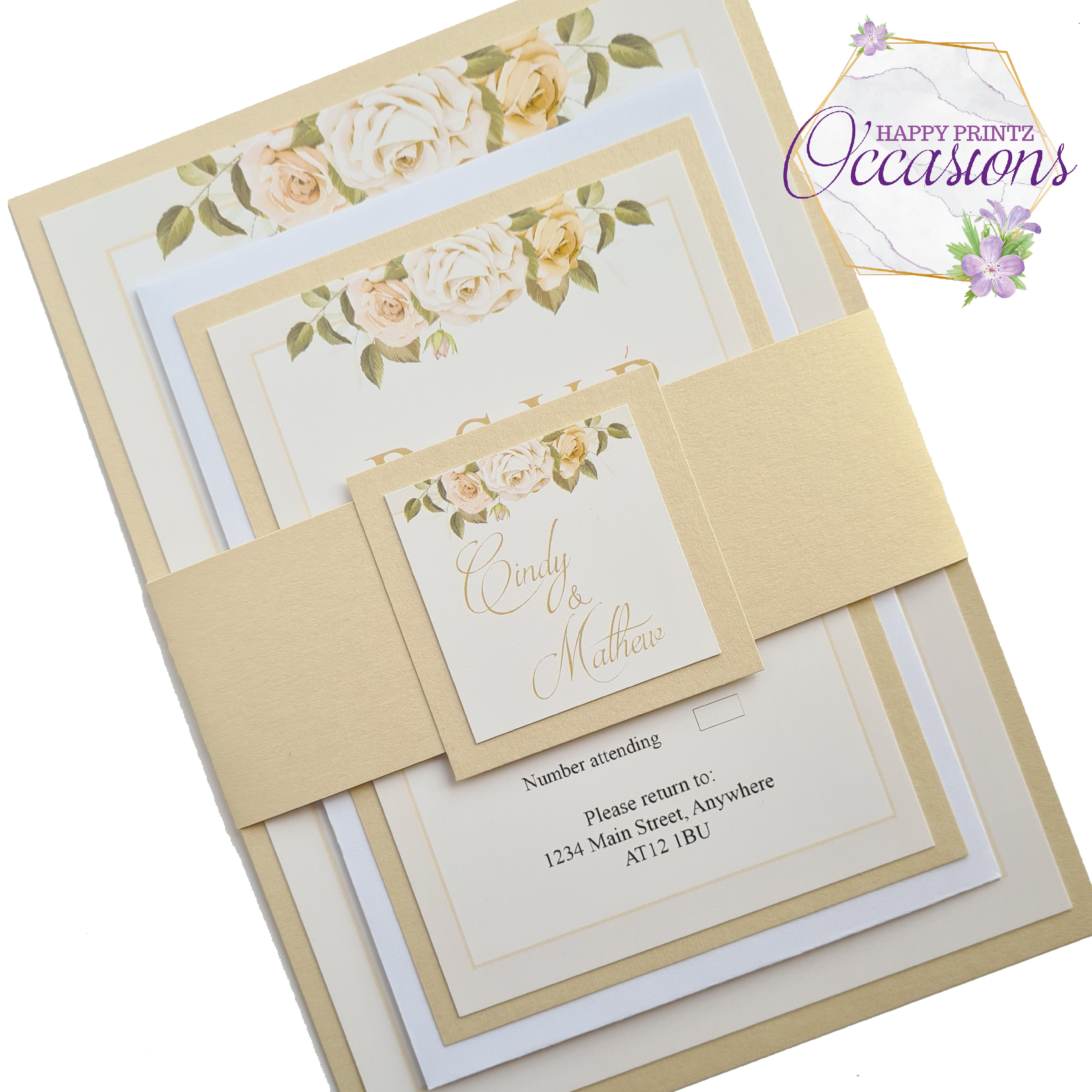 Creamy Floral Invitation Set