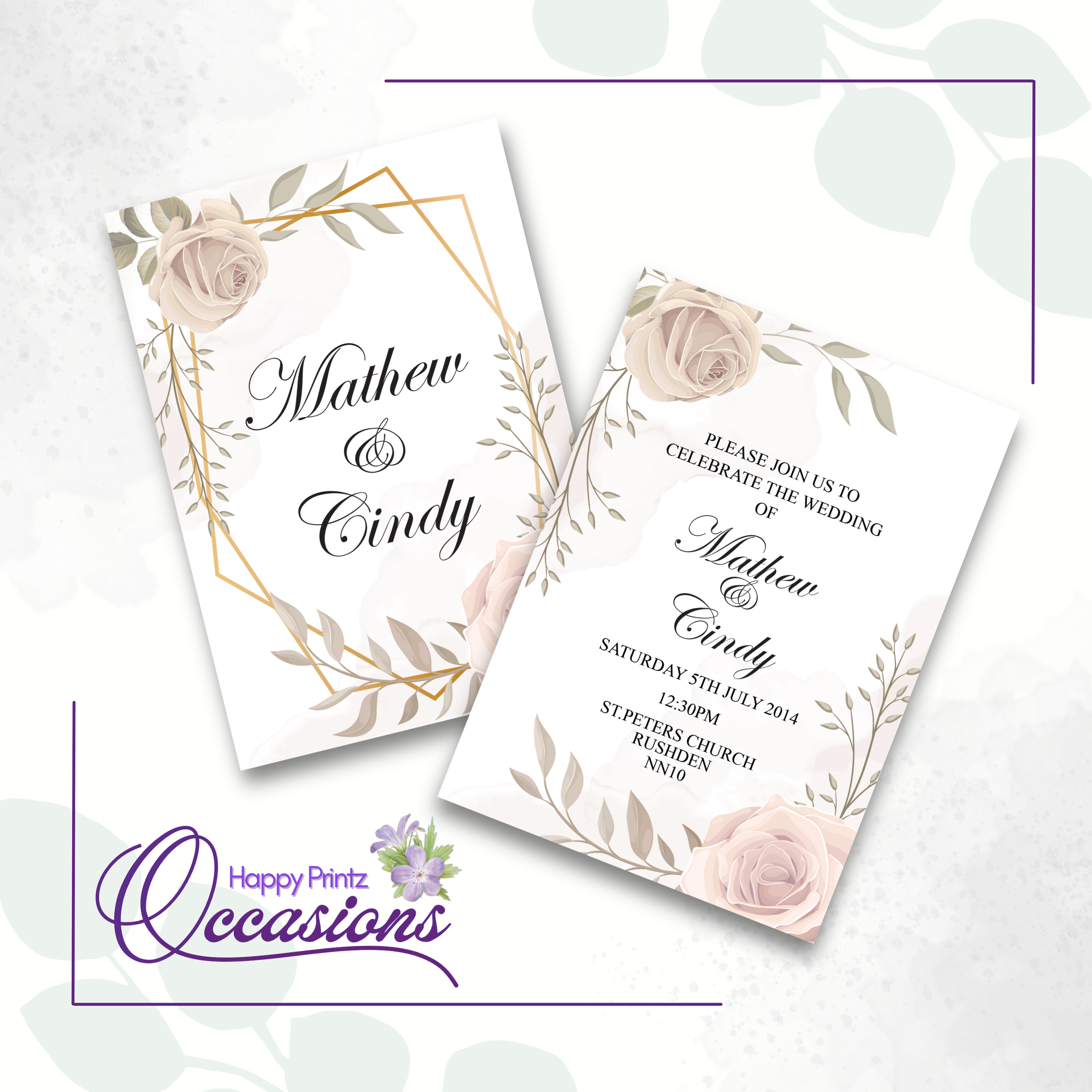 Standard Wedding Invitation - Blush and Nude