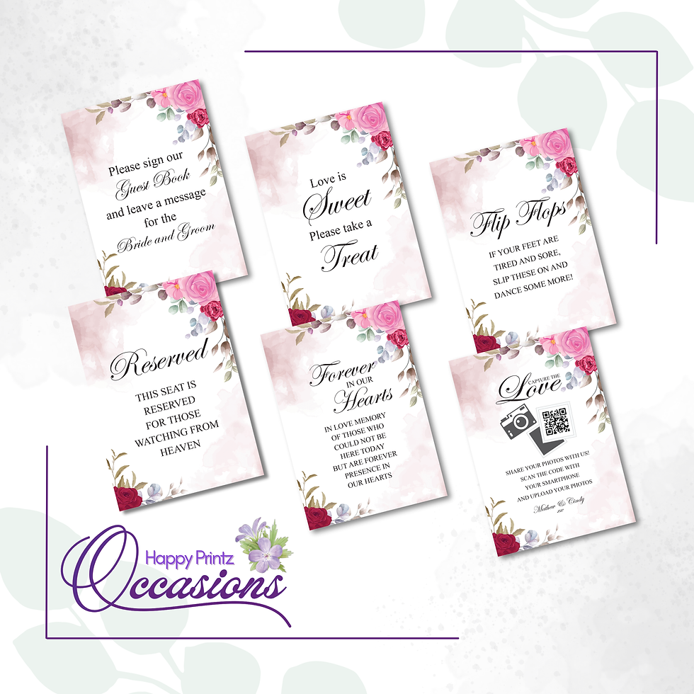 Wedding Signs - Red and Pink