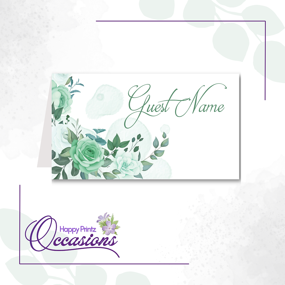 Green Floral - Place Card