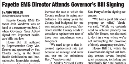 Vandever Attends Abbott's Bill Signing