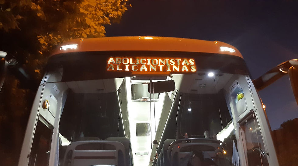 Autobús feminista abolicionista alicante manifestación 28M