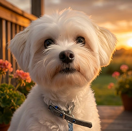 Cinematic close-up of a white dog for 'The Moment' pet tribute. Dignified Realism style by Sir Teddy Creations.