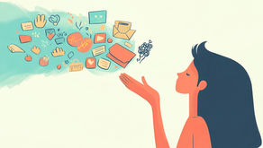A stylized illustration of a woman with a calm expression gently releasing a stream of symbolic sentimental items, like letters and hearts, from her outstretched hand, representing the act of letting go of memories with grace.