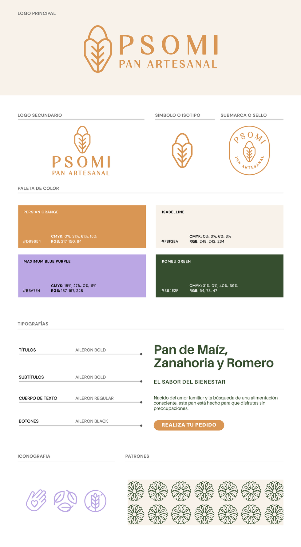 Brandboard de Psomi, panaderia artesanal