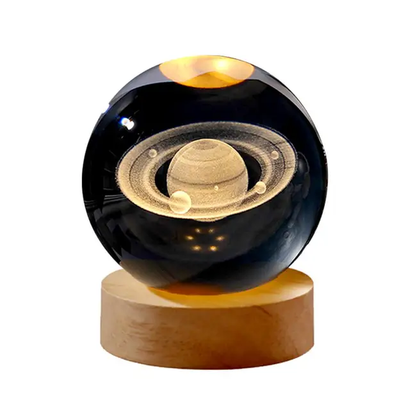 Thumbnail: 3D Crystal Ball Decoration Desk Luminous Lamp (6Cm Ball+Base) USB Carved Crystal