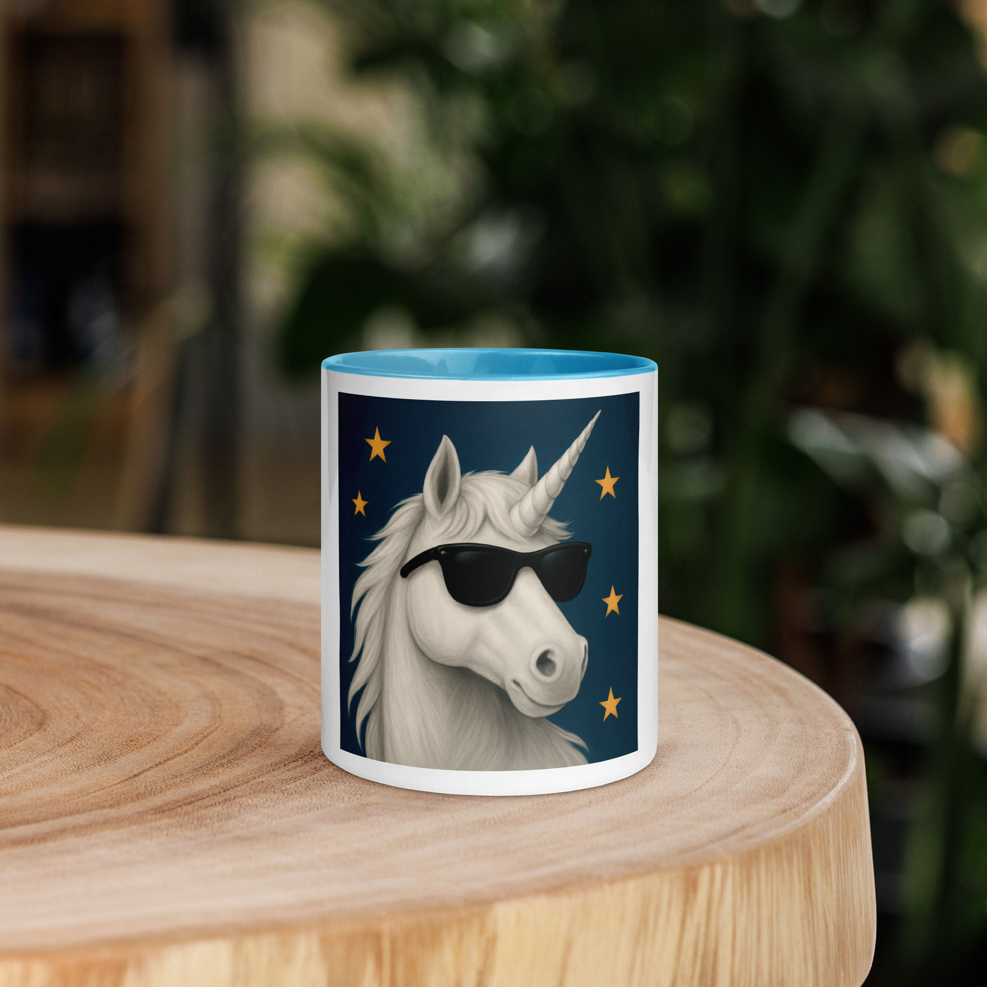 White Unicorn Mug with Colour Inside