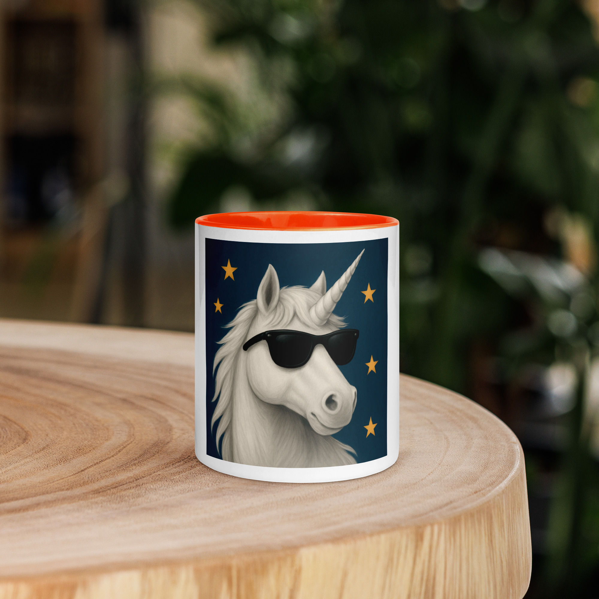 White Unicorn Mug with Colour Inside