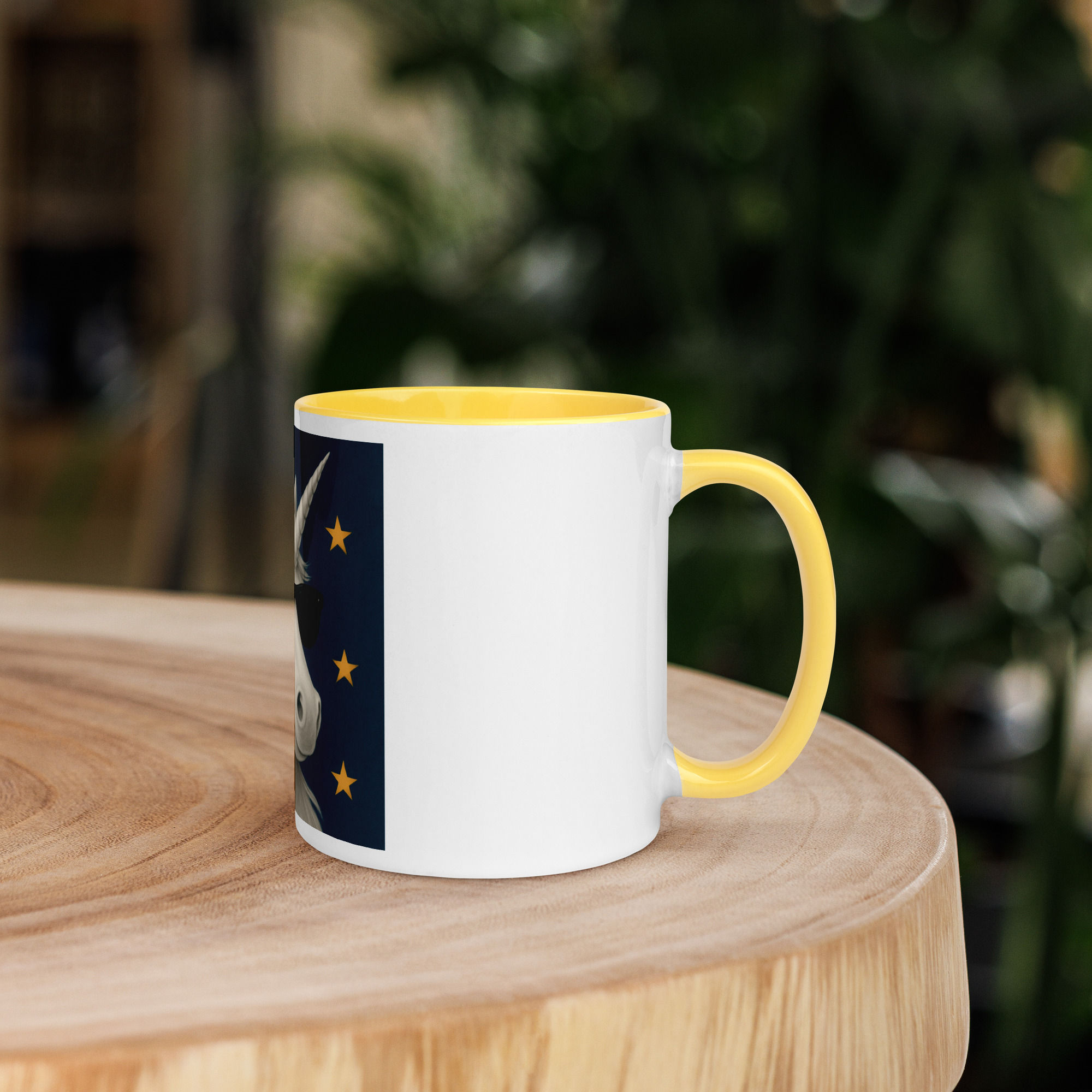 White Unicorn Mug with Colour Inside