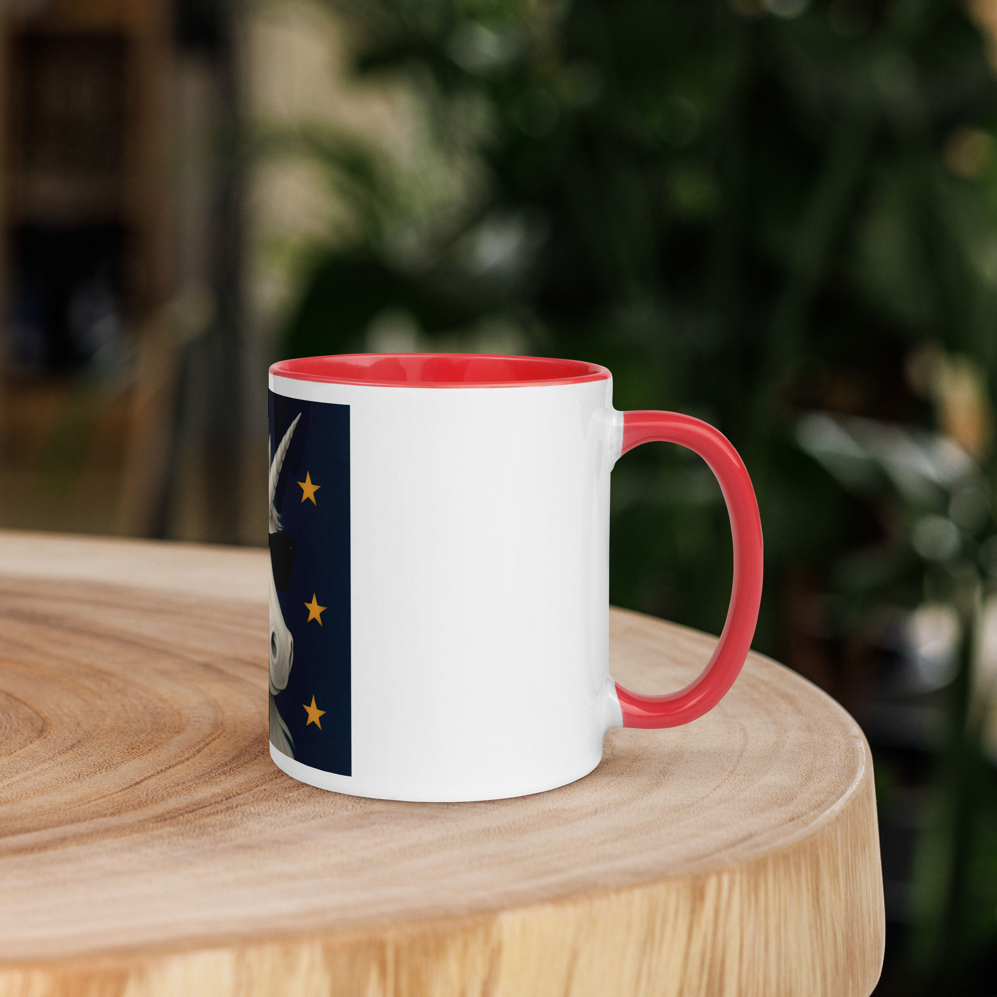 White Unicorn Mug with Colour Inside