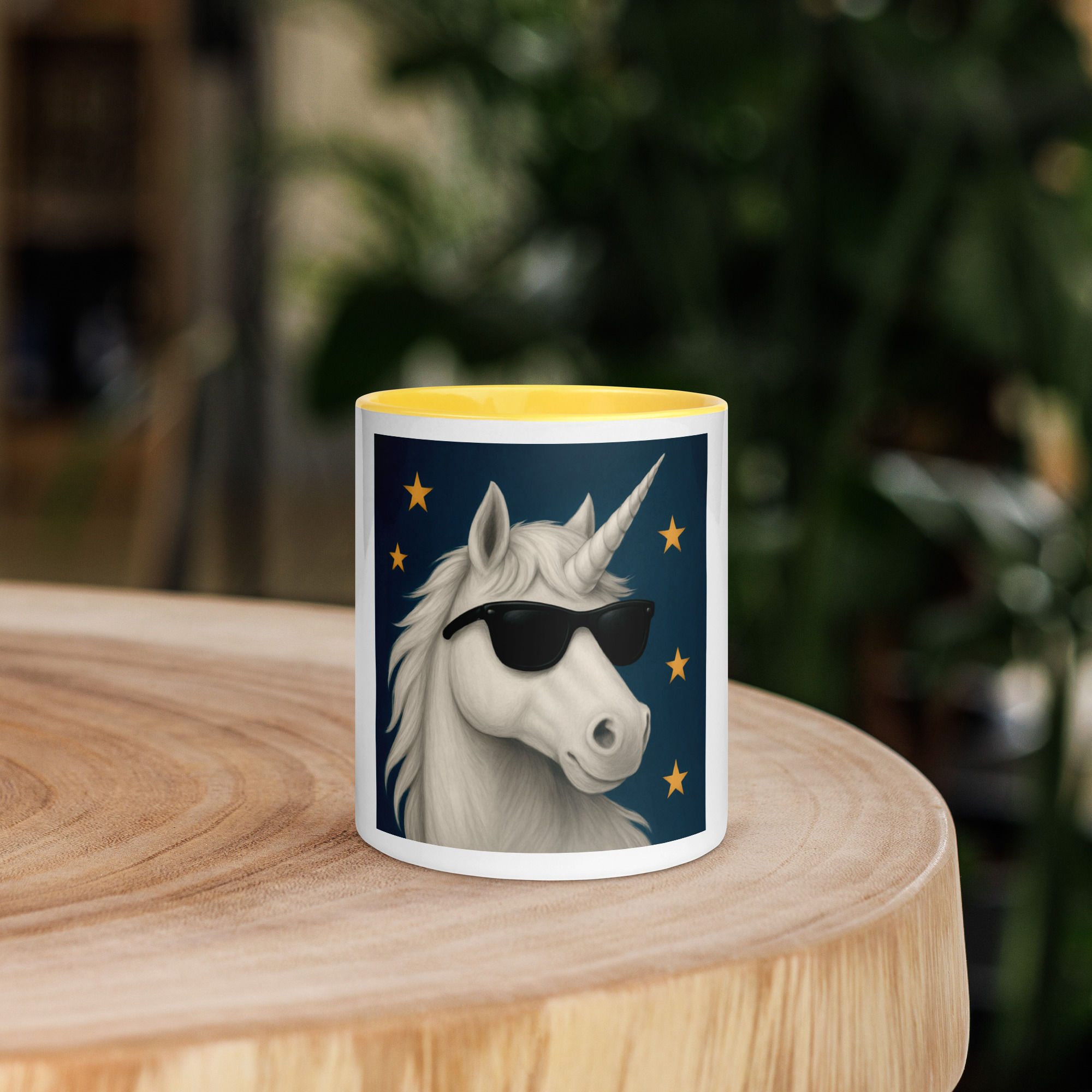 White Unicorn Mug with Colour Inside
