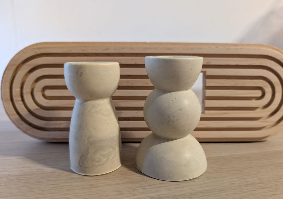 Miniature : Duo de bougeoirs décoratifs en Jesmonite