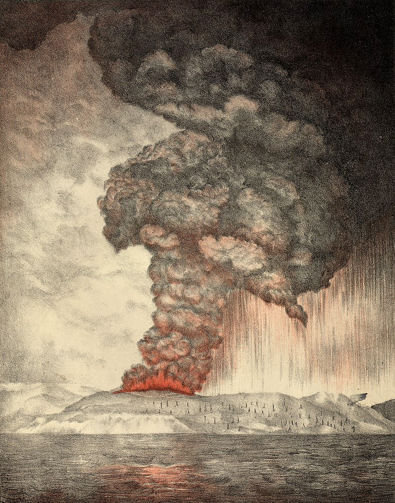 Krakatoa Volcano Eruption lithograph