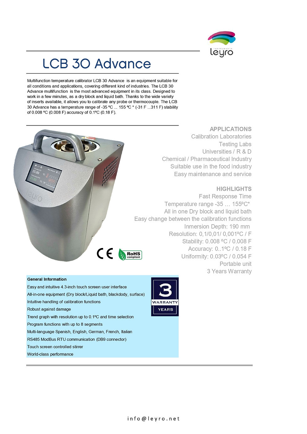 Thumbnail: Leyro Instruments LCB 50 Advance Temperature Calibrator -35ºC to 155ºC Highlights