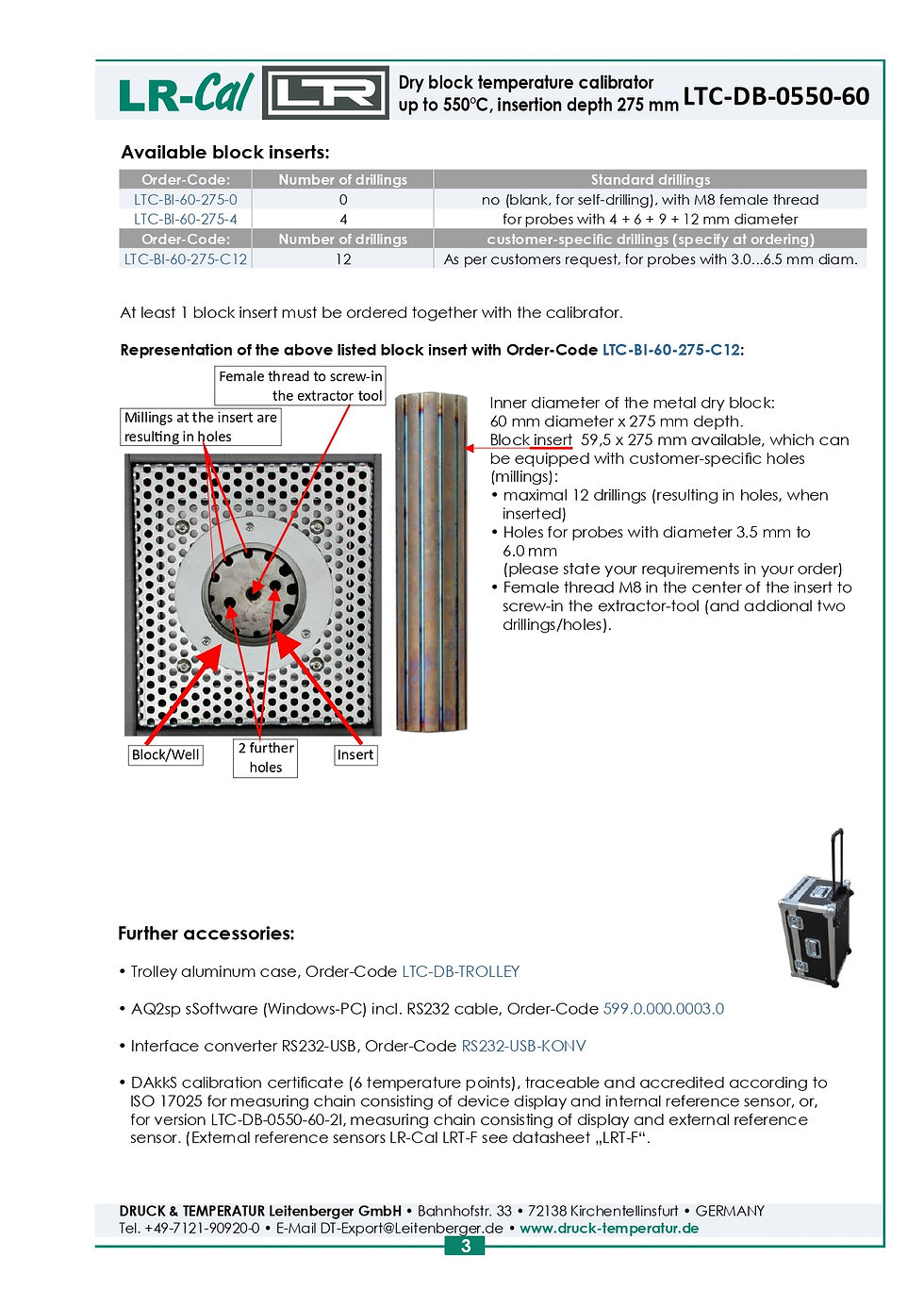 Thumbnail: LR-Cal LTC-DB-0550-60 Metal Dry Block Temperature Calibrator Ambient Temperature Accessories