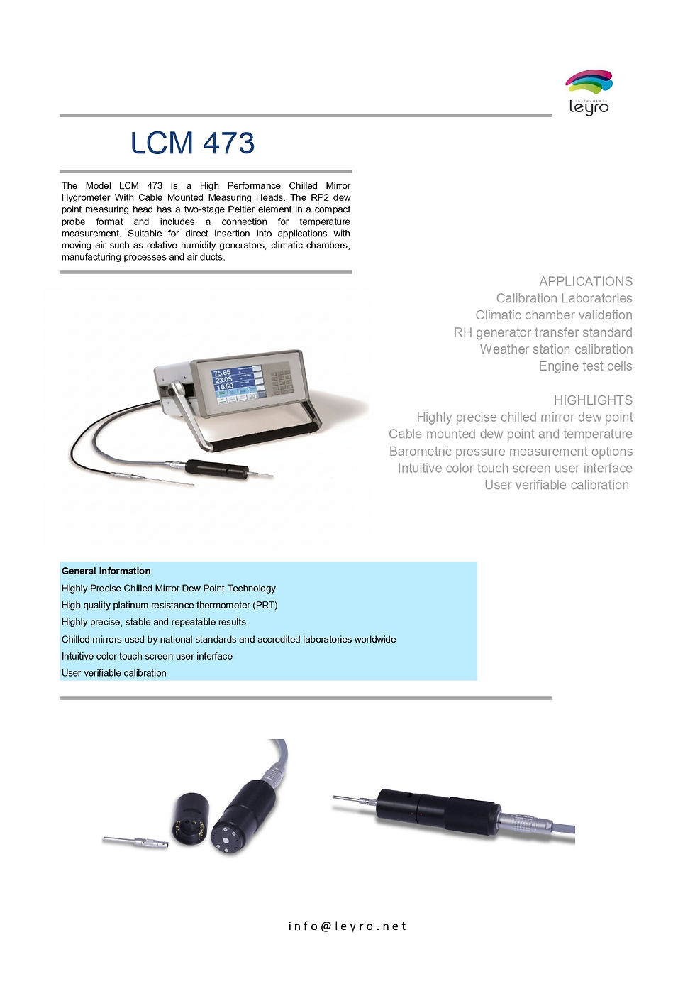Thumbnail: Leyro Instruments Thermo-Hygrometer LCM 473 Dew Point Standard Details