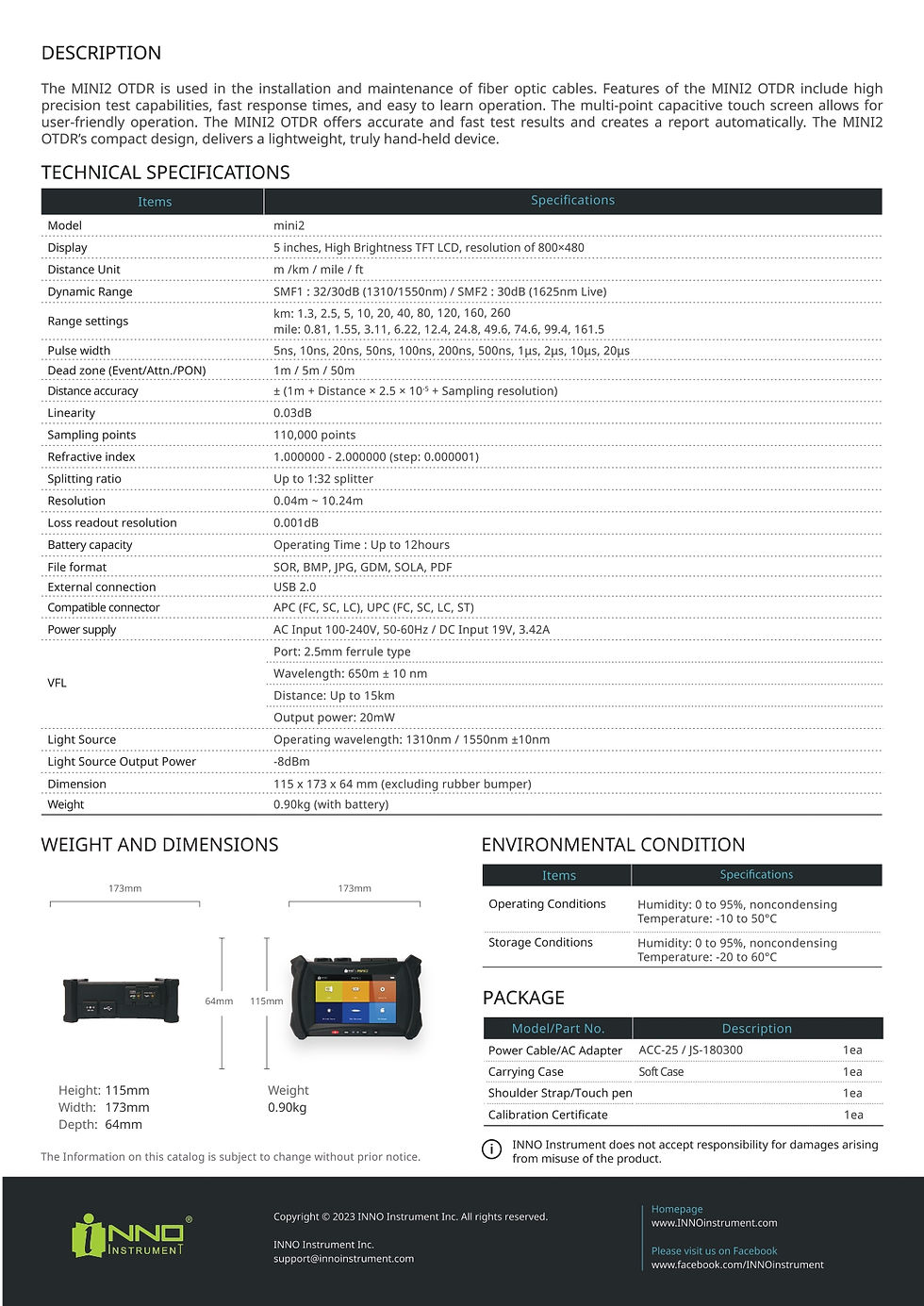 Thumbnail: Inno Instruments OTDR  MINI2 technical characteristics