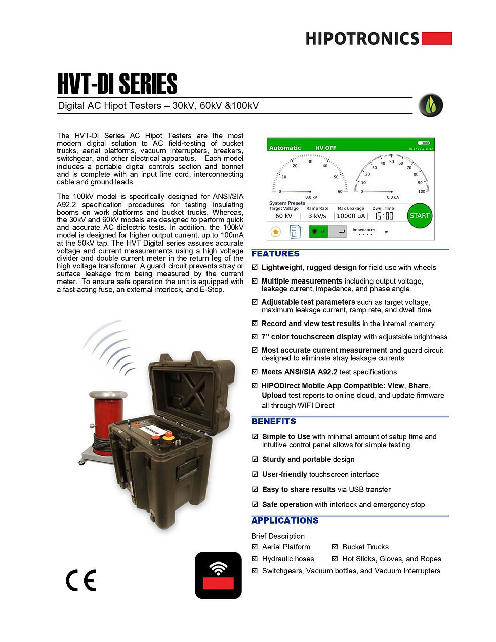 Hipotronics 60HVT-DI 60kV Digital AC Hipot Tester Description