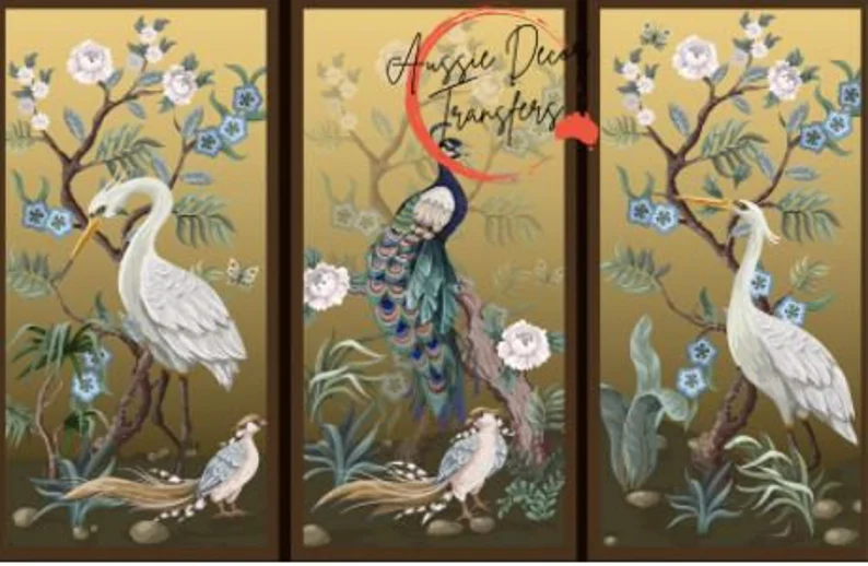 Miniaturbild: Aussie "Peacock,Cranes & Pheasants" Poster Print