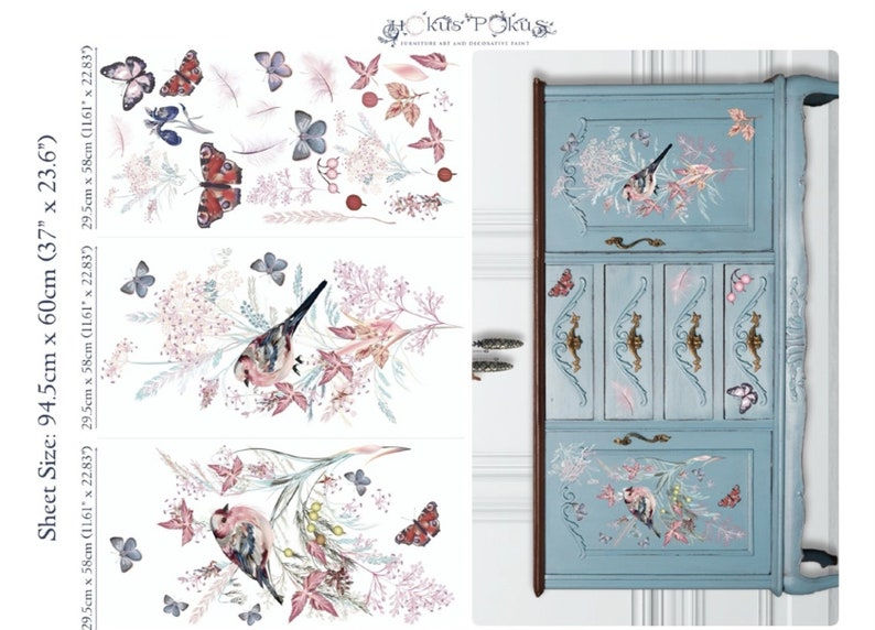 Thumbnail: Hokus Pokus "Oiseau Rose" Large Dècor Transfers