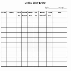 Monthly Bill Organizer