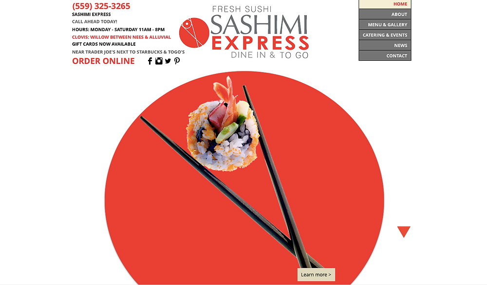 Sashimi Express - Fresno Website Design - Clovis Website Design