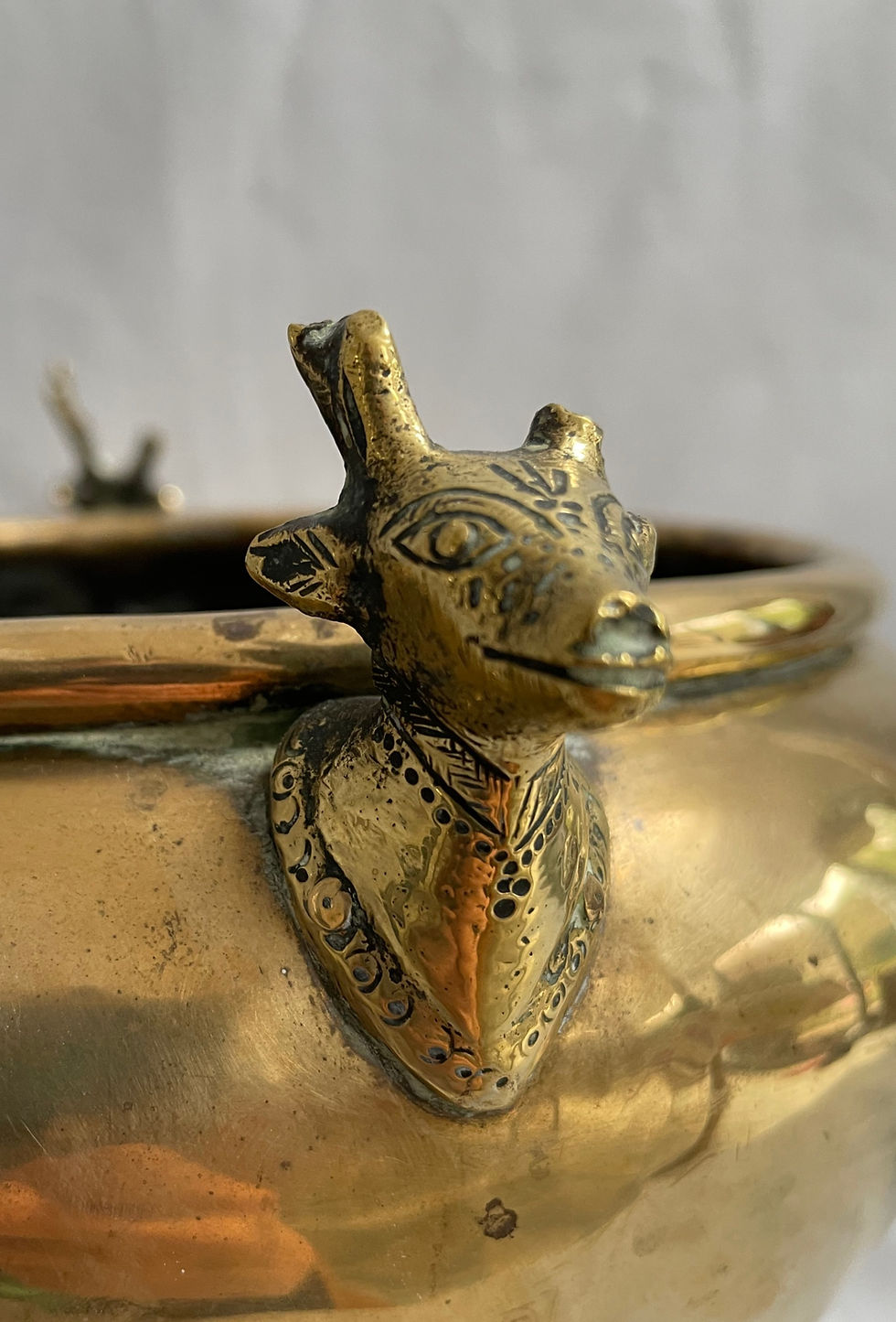 Thumbnail: Brass 'Stag Head' Bowl Planter