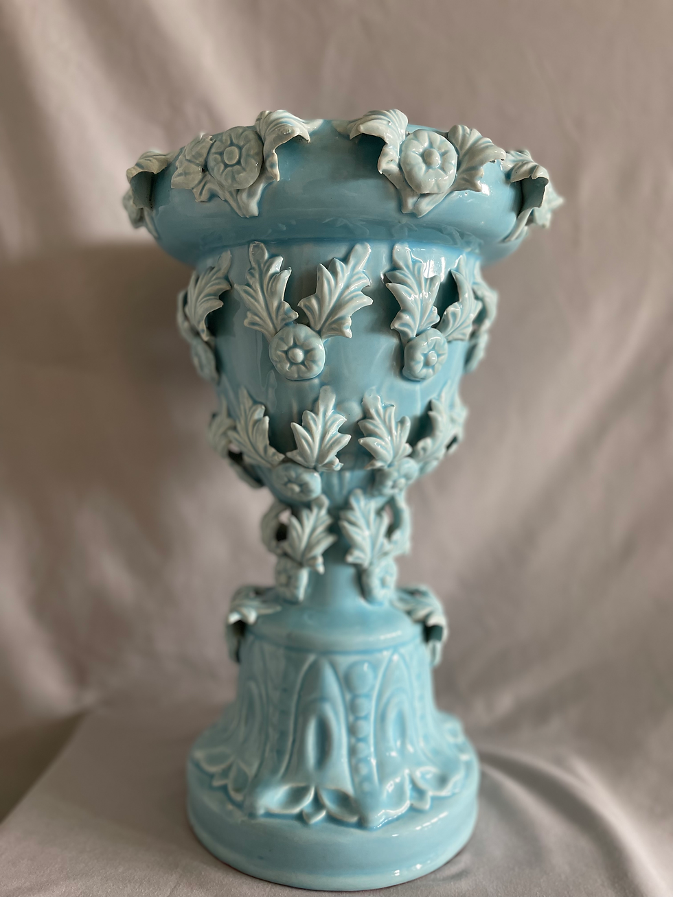 Thumbnail: Large Blue Art Nouveau Pedestal Planter