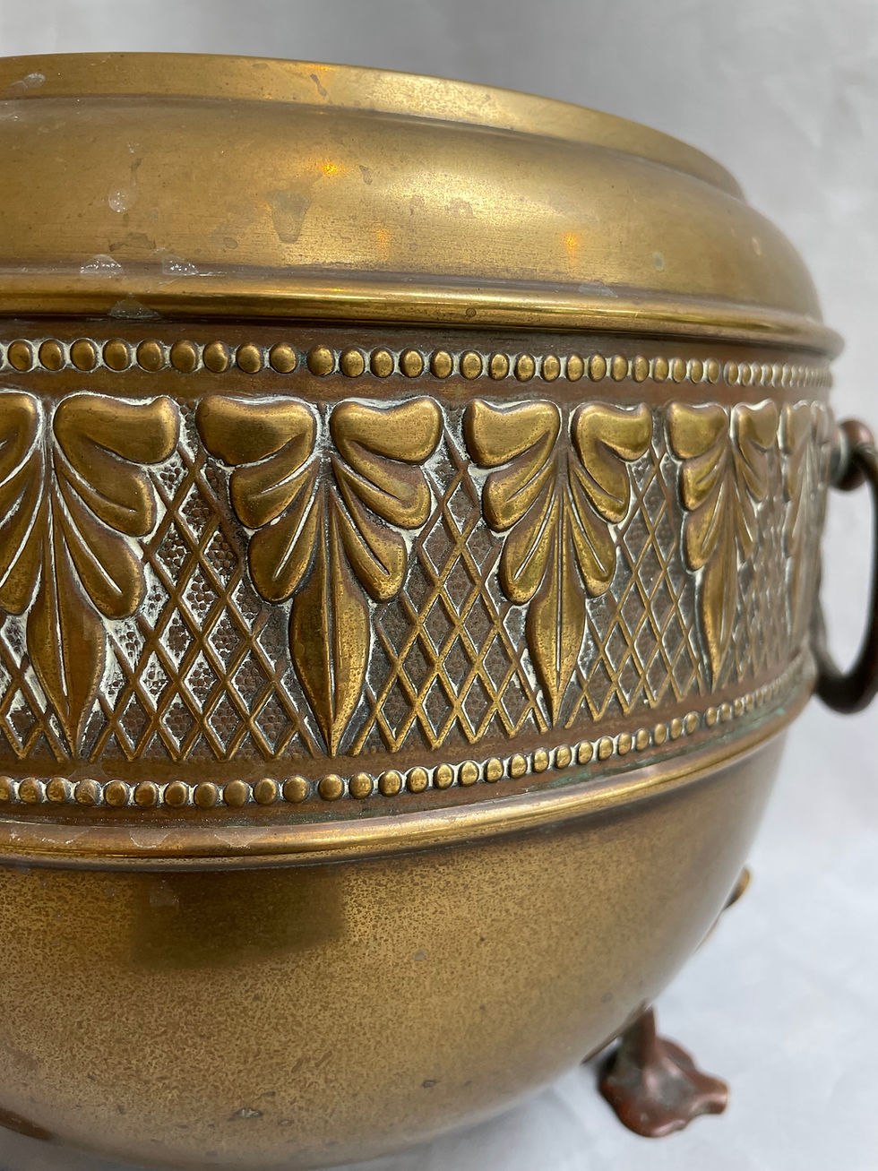 Thumbnail: Embossed Art Nouveau Brass Planter