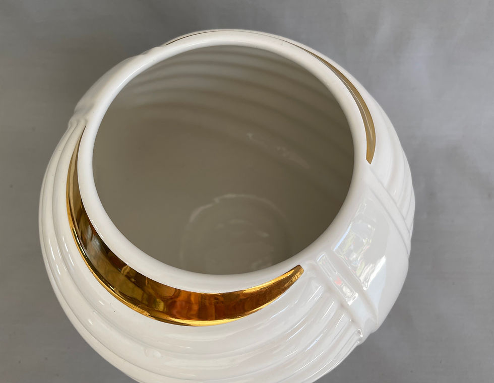 Thumbnail: Eighties Art Deco White & Gilt Spherical Vase