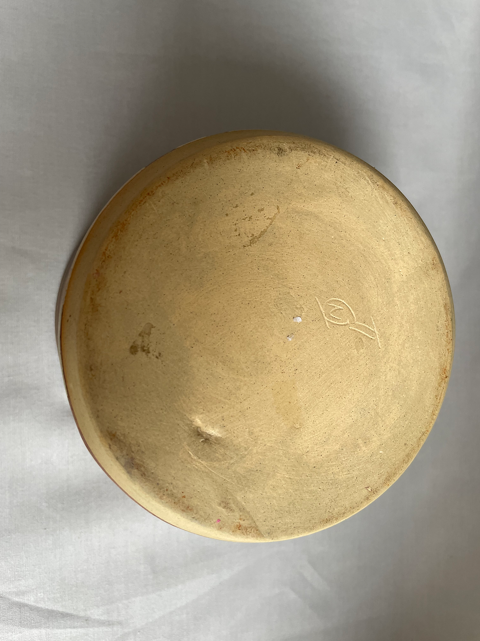 Thumbnail: Light Brown Seventies Stoneware Floral Planter