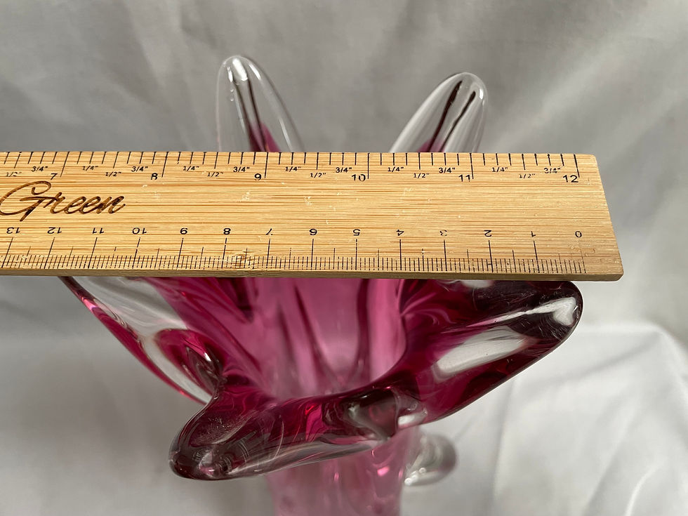 Thumbnail: Vintage Pink Lobed Art Glass Vase