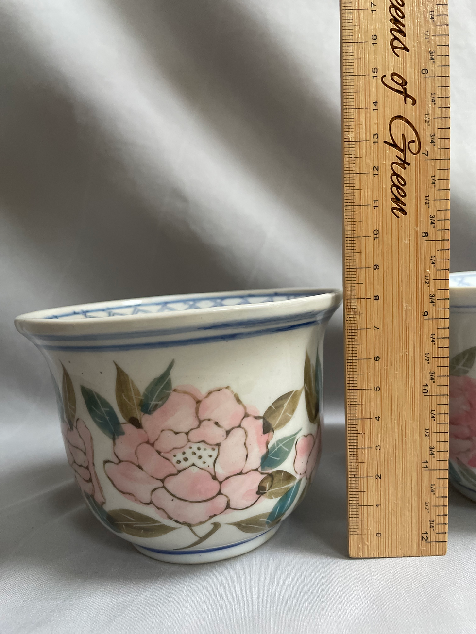 Thumbnail: Pair of Small Hand Painted Chinoiserie Floral Pots