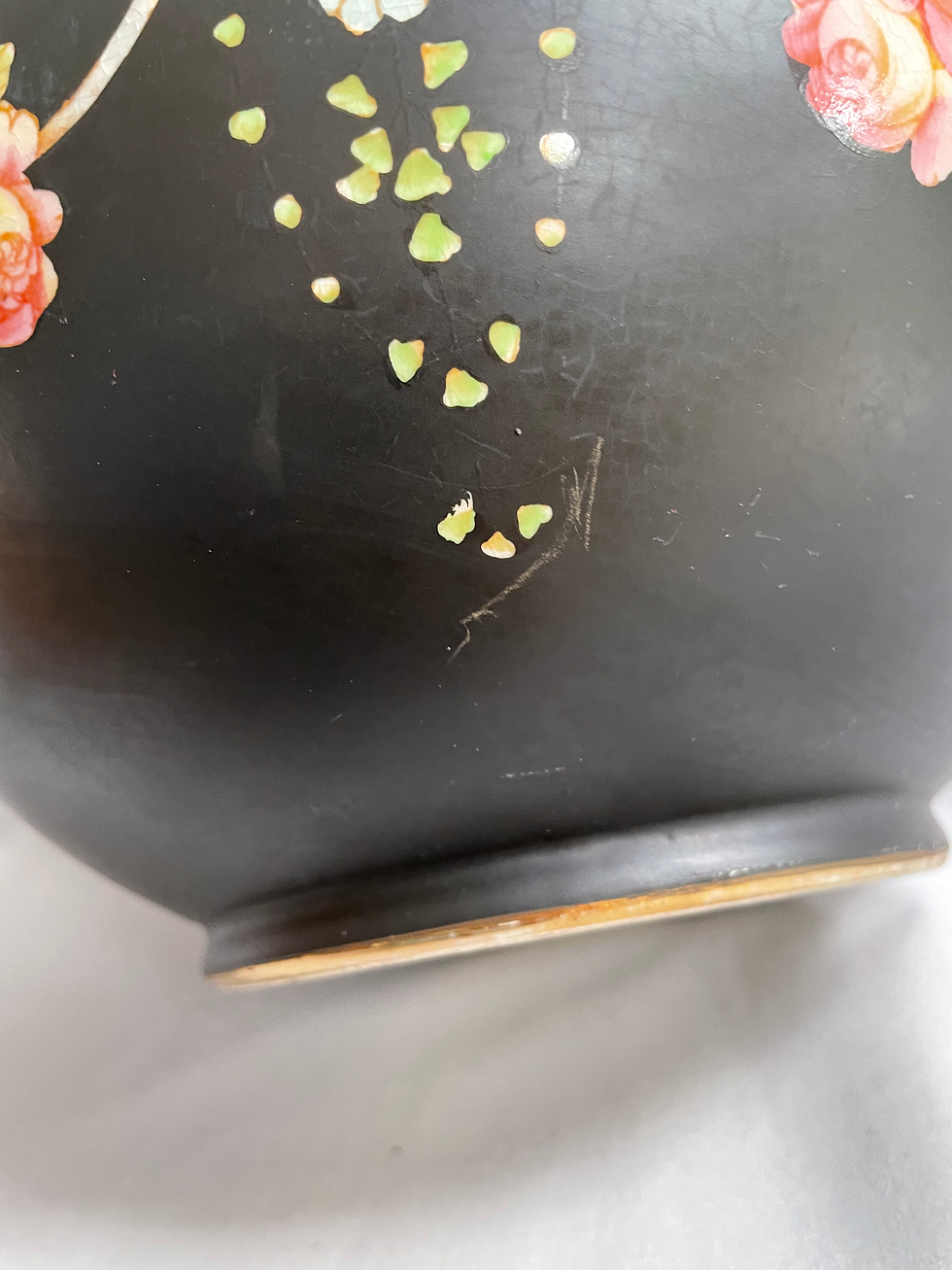 Thumbnail: Black Matt Crown Devon Bowl Planter with Pink Rose Decoration