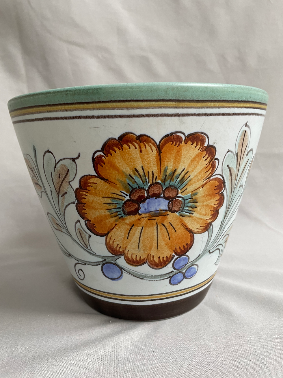 Thumbnail: Large Dutch Gouda Flora Hand Painted Planter