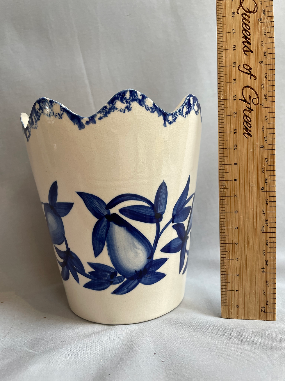 Thumbnail: Blue and White Hand Painted Pear Planter