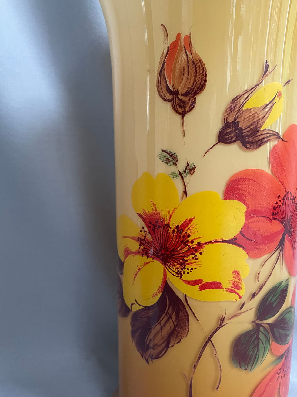 Thumbnail: Seventies Yellow Floral Glass Vase
