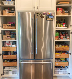 Large pantry, baskets, labels