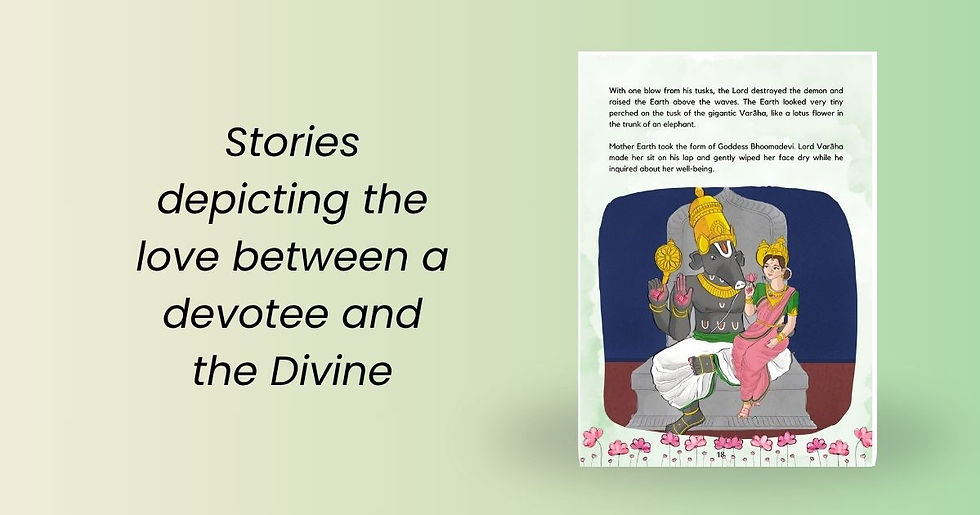 Devotional gift set for children featuring four illustrated storybooks on surrender, conviction, love, and seva