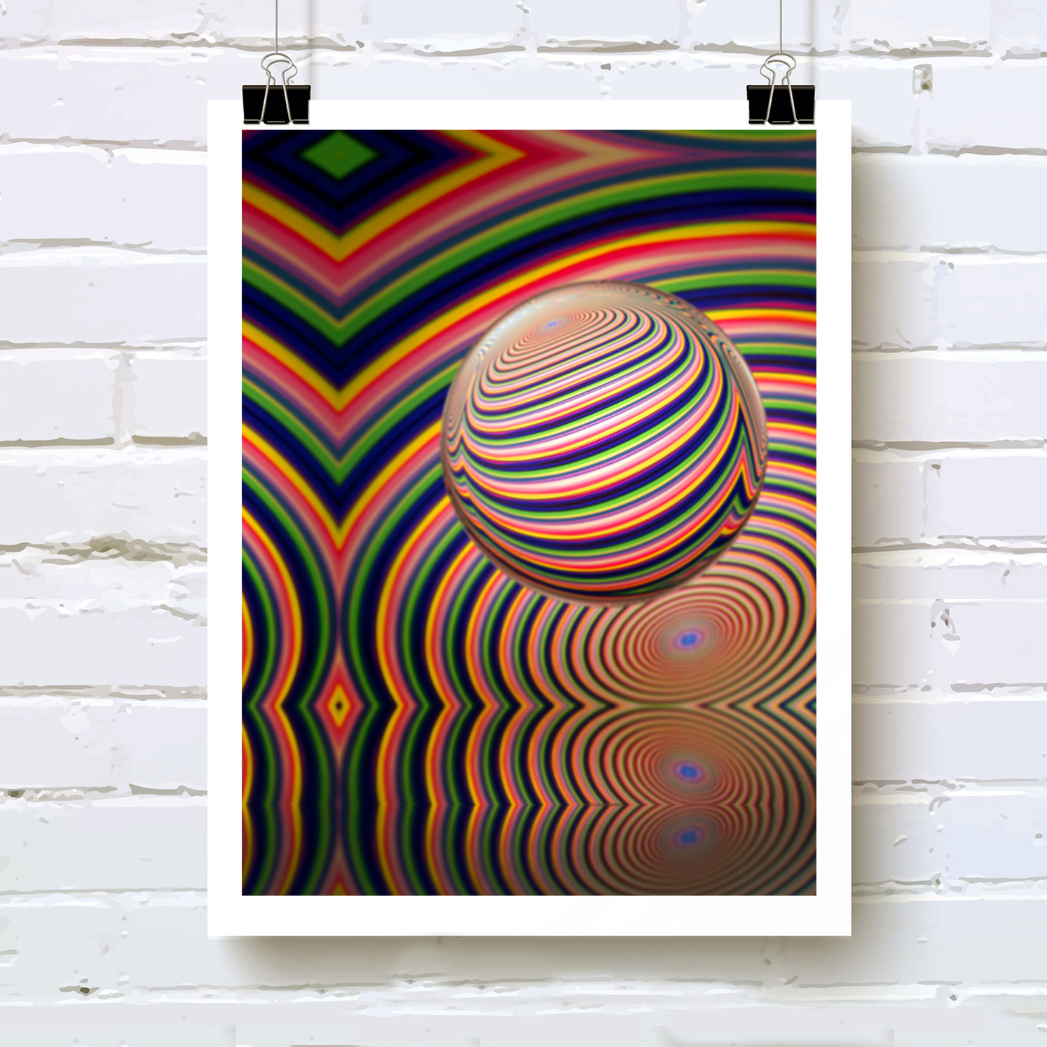 "Orb Mod" fine art print of rainbow, psychedelic digital art by visionary artist Justin Potts